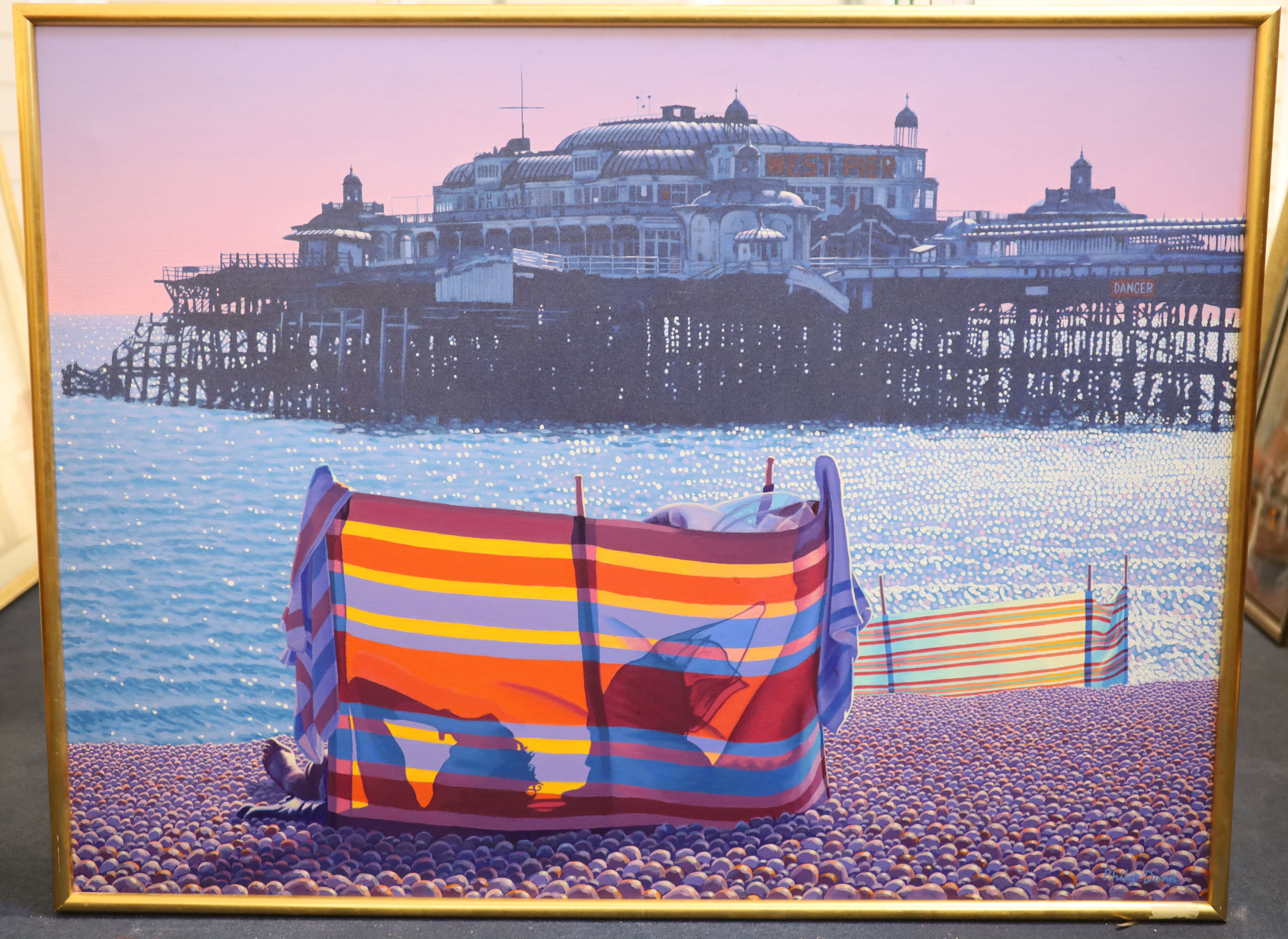 § Philip Dunn (1943-) The West Pier, Brighton 35.5 x 47.5in.